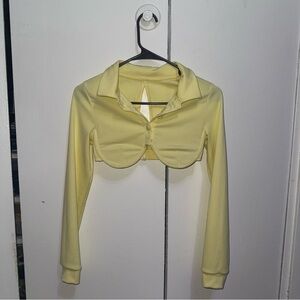 Yellow Long Sleeve Underwire Crop Top